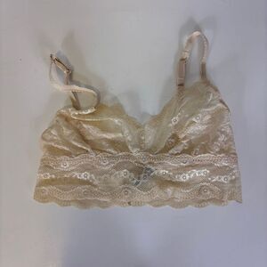 B Tempted Cream Sheer Lace Pullover Bralette Bra Small